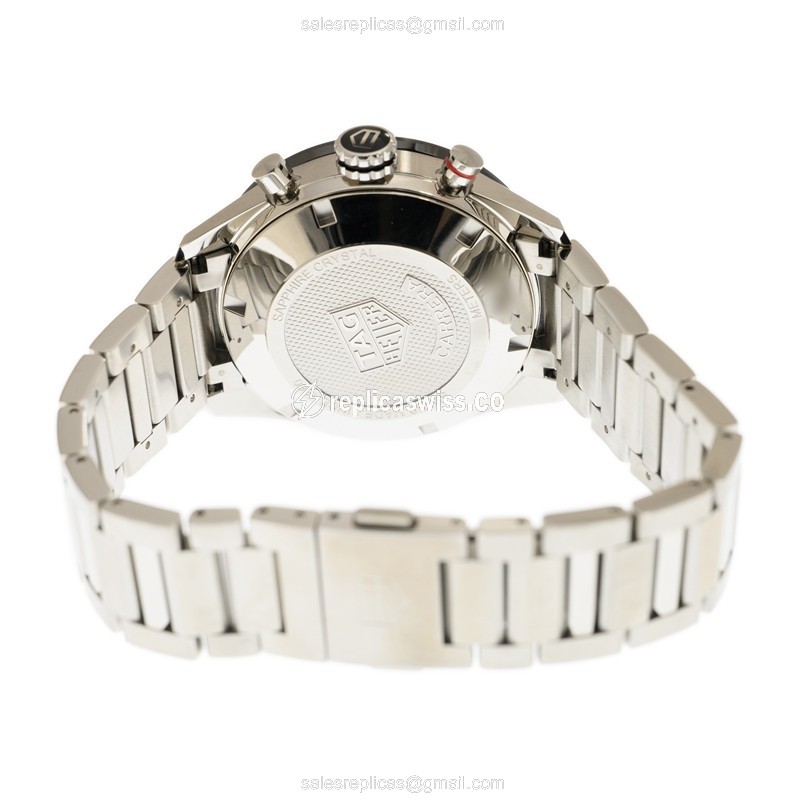 Tag Heuer Carrera Replica - Automatic - Black Dial - Silver Steel Strap - Clasp - View 4