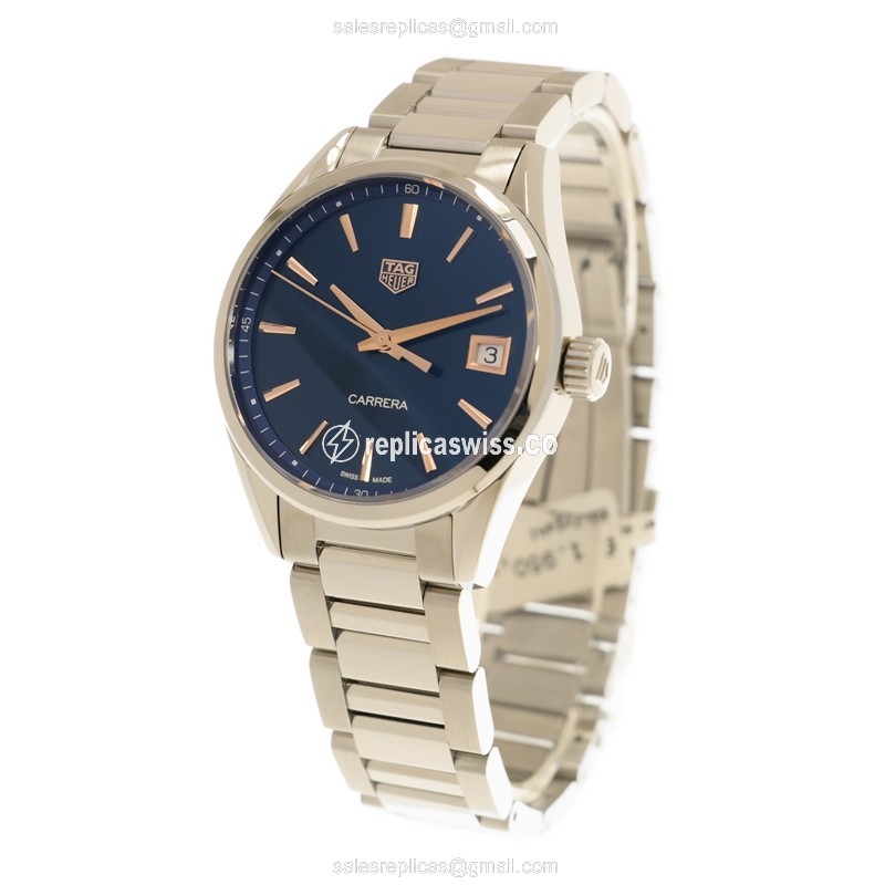 Tag Heuer Carrera Quartz Steel Blue Dial Silver Clasp Steel Strap - View 3