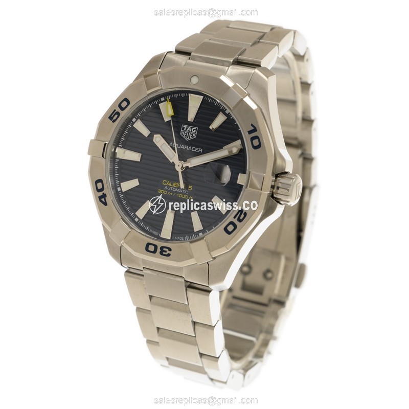 Tag Heuer AQUARACER Replica - Automatic - Blue Dial - Steel Case - Silver Band - View 3