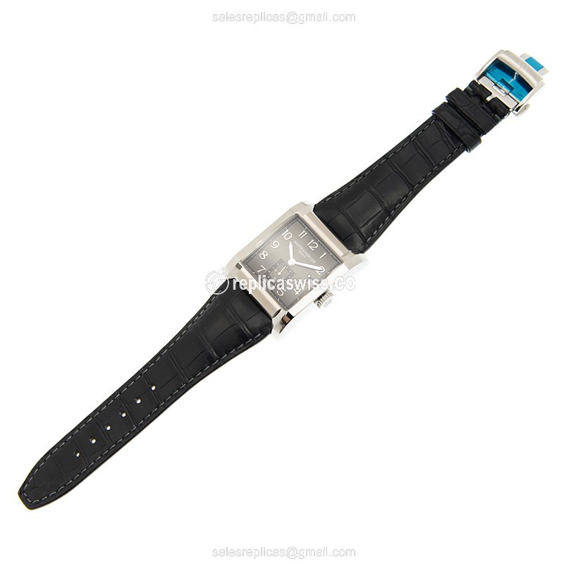 Baume & Mercier Hampton Replica - Quartz - Steel Case - Black Dial - Alligator Black Strap - View 2