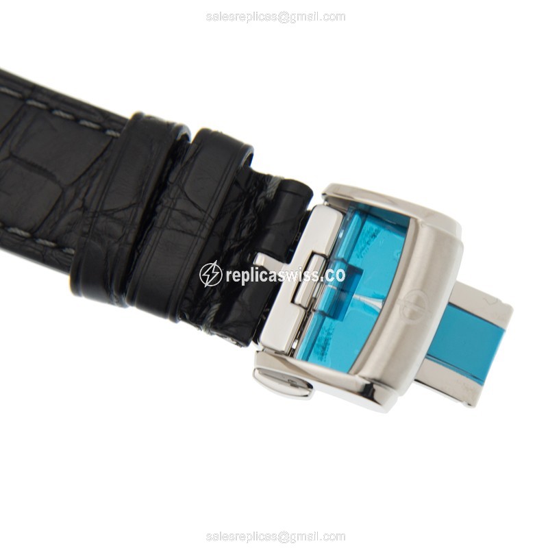 Baume & Mercier Hampton Replica - Quartz - Steel Case - Black Dial - Alligator Black Strap - View 4
