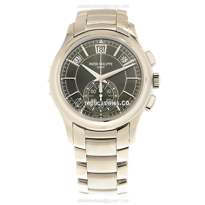 Patek Philippe 5905/1A-001 Replica - Automatic - Green Dial - Steel Case - Silver Strap - View 2