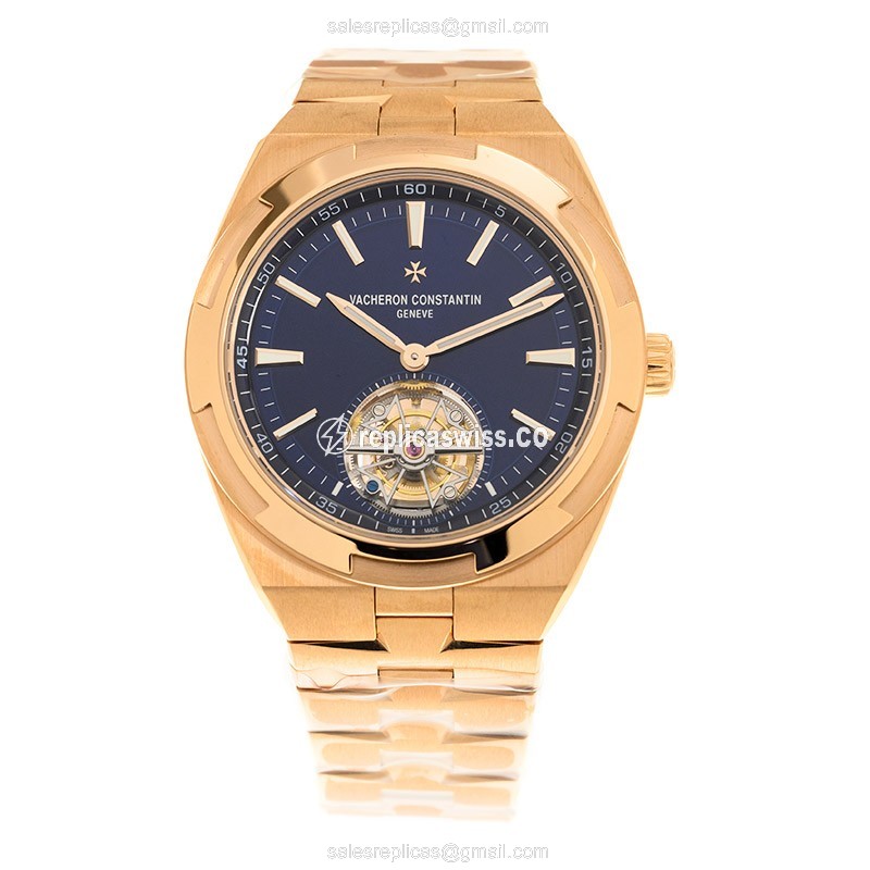 Vacheron Constantin 6000V/110R-B733 Overseas - Auto - 18kt Rose Gold - Blue Dial - View 2