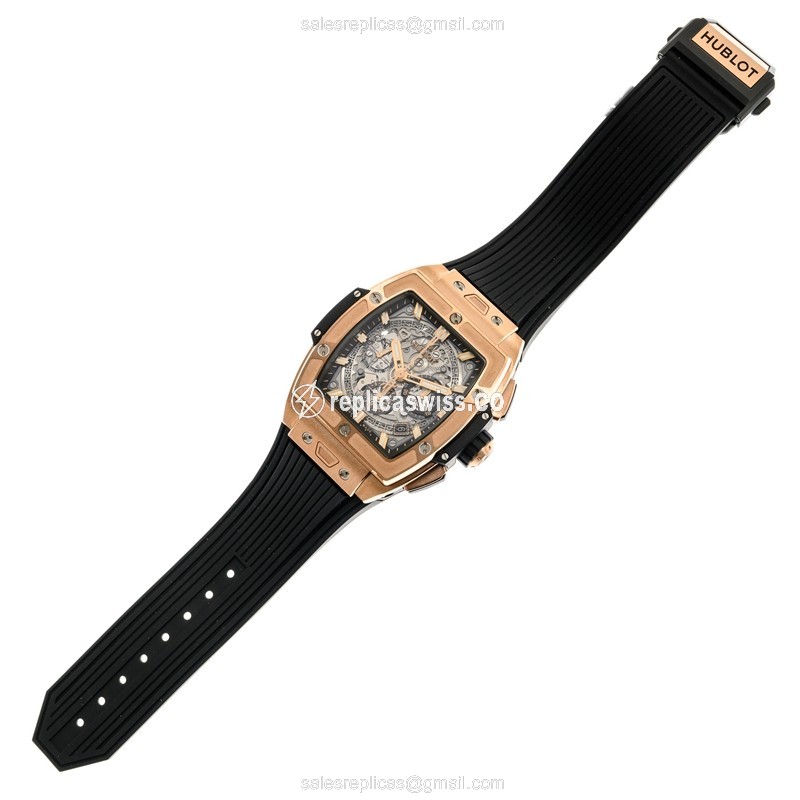 Hublot BIG BANG Replica - Automatic - 18kt Rose Gold - Silver Dial - Black Rubber Strap - View 2