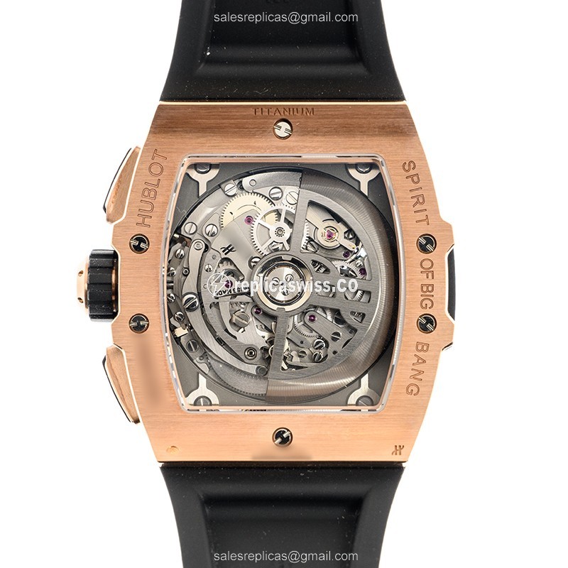 Hublot BIG BANG Replica - Automatic - 18kt Rose Gold - Silver Dial - Black Rubber Strap - View 3