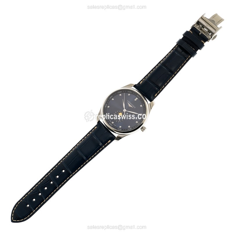 Longines L2.919.4.97.0 Replica - Automatic - Blue Dial, Alligator Strap - View 2