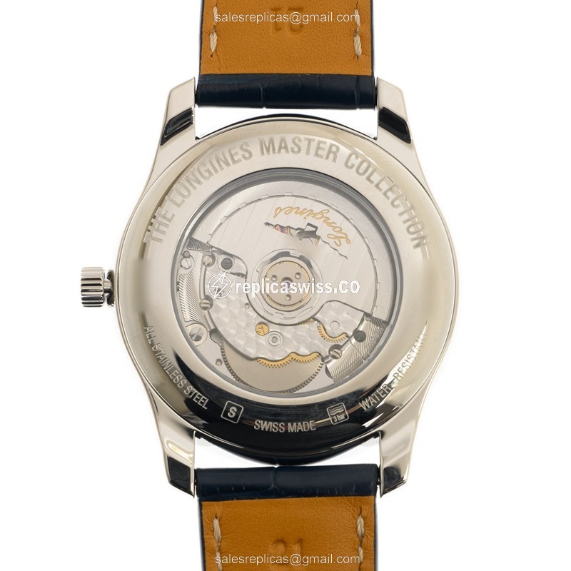 Longines L2.919.4.97.0 Replica - Automatic - Blue Dial, Alligator Strap - View 3