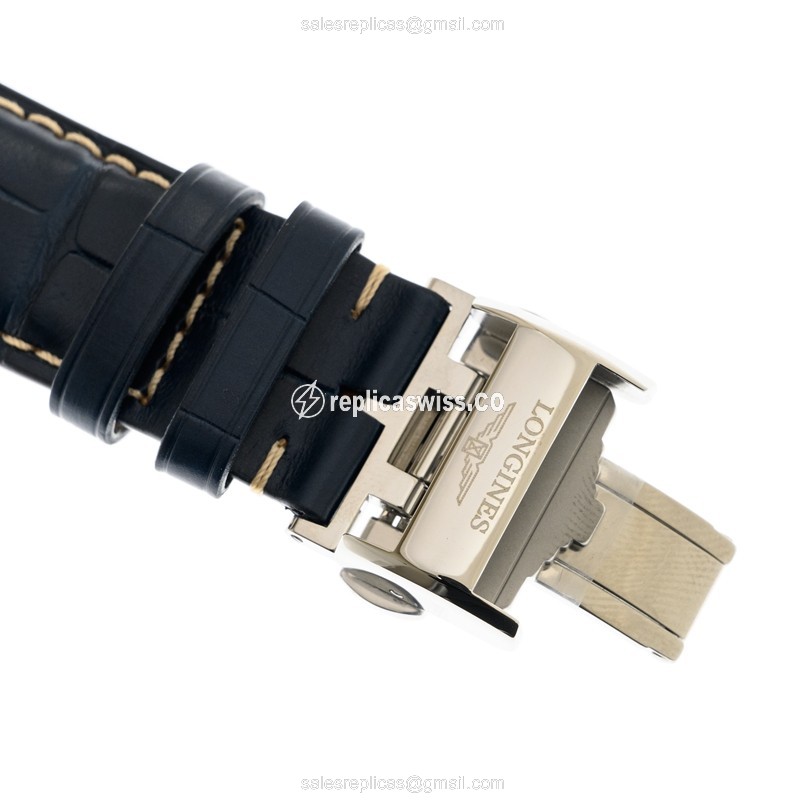 Longines L2.919.4.97.0 Replica - Automatic - Blue Dial, Alligator Strap - View 4
