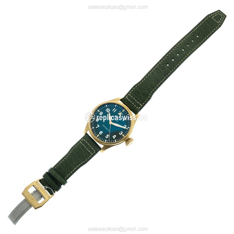 IWC PILOTS Replica - Automatic Bronze - Green Dial - Leather Green Strap - View 2