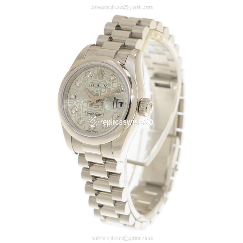 Rolex Day-Date Replica - Automatic, Blue Dial - Platinum on Silver - View 3