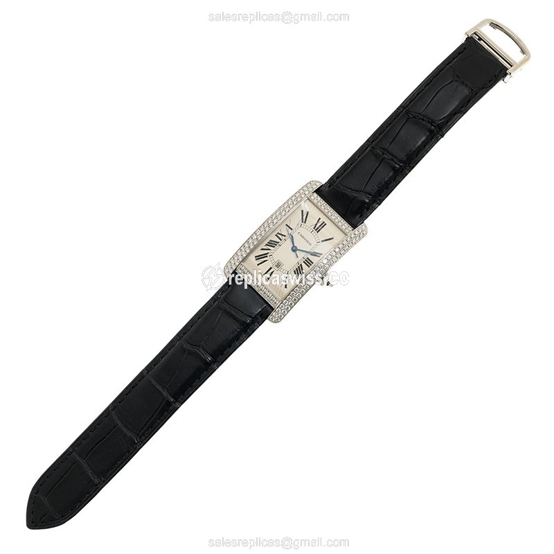 Cartier Tank Replica - Automatic - 18kt - Beige - Alligator - View 2