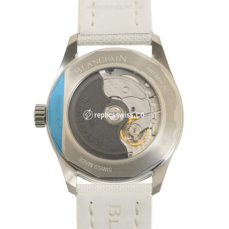 Blancpain 5100-1127 Replica - Automatic - Steel Case - White Dial - Canvas Strap - View 3