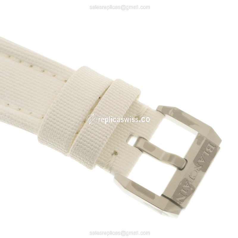 Blancpain 5100-1127 Replica - Automatic - Steel Case - White Dial - Canvas Strap - View 4