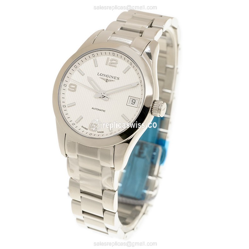 Longines Conquest Classic Replica - Automatic - Steel Case - White Dial, Silver Clasp - View 3