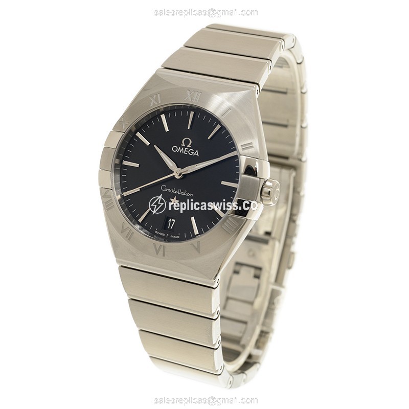 Omega Constellation Quartz - Black Dial - Stainless Steel Case & Strap - Clasp - 36mm - SKU: 131.10.36.60.01.001 - View 3