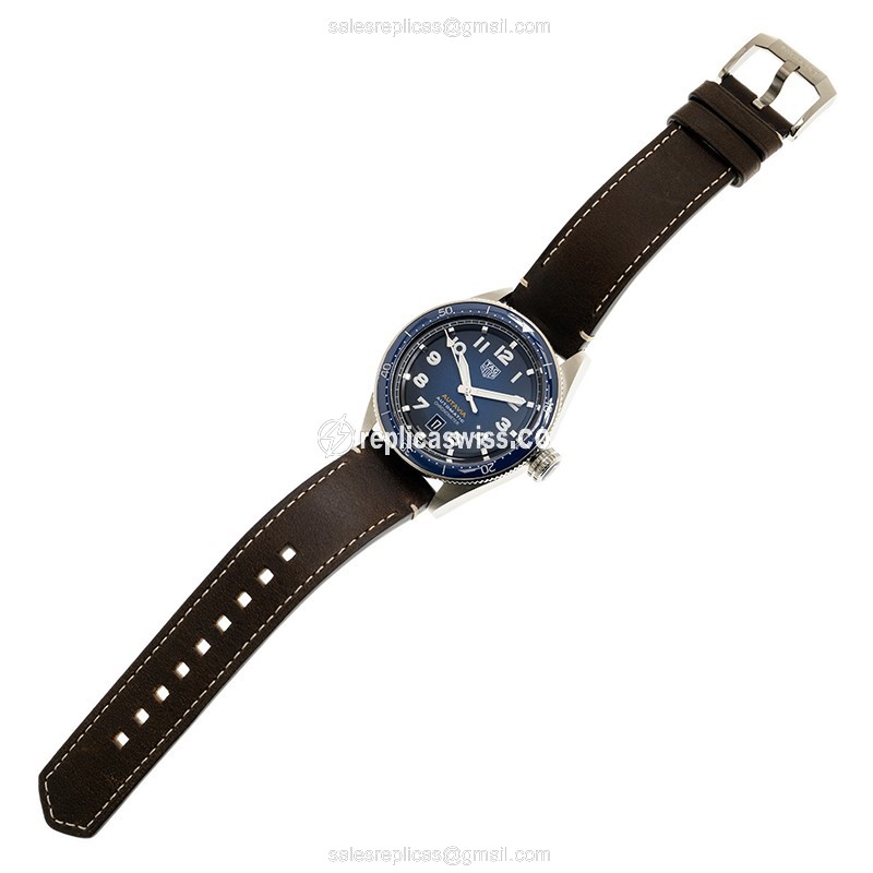 Tag Heuer AUTAVIA Automatic - Blue Dial - Brown Cowhide - Stainless Steel - Buckle Clasp - View 2