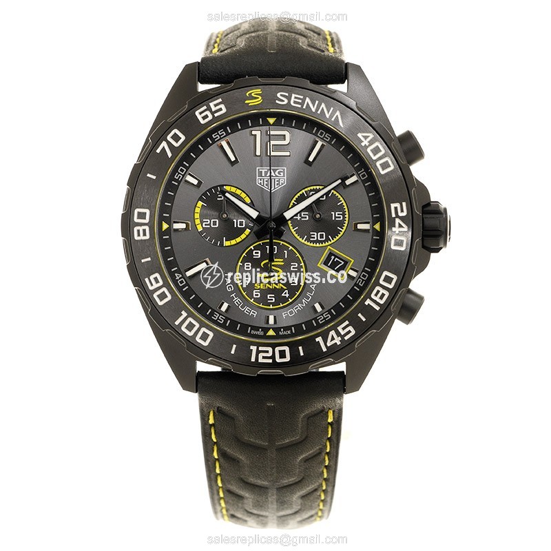 Tag Heuer CAZ101AJ Replica - Quartz - Steel Case - Gray Dial - Black Leather Strap - View 2