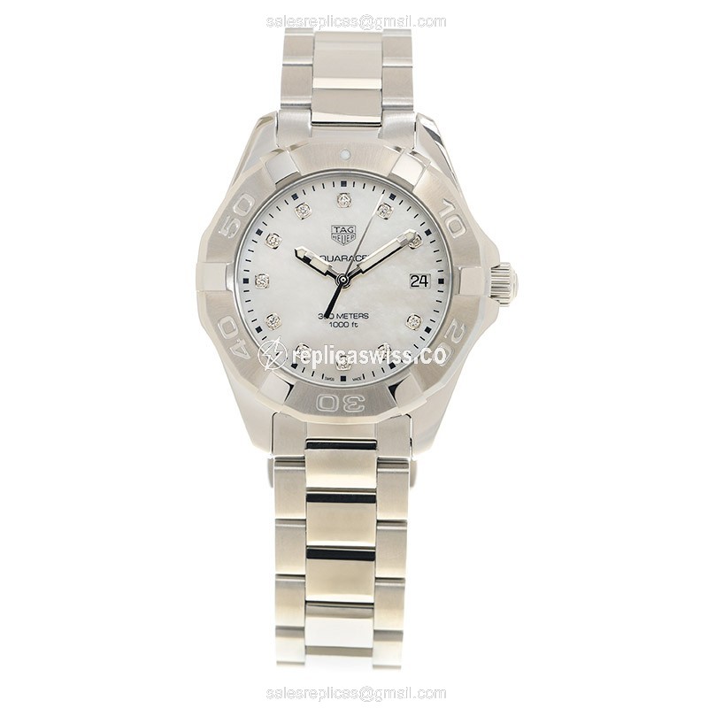Tag Heuer AQUARACER Quartz - White Dial - Steel Case - Silver Band - Clasp - View 2