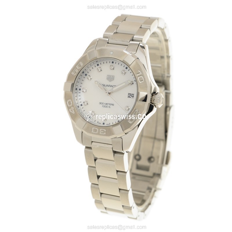 Tag Heuer AQUARACER Quartz - White Dial - Steel Case - Silver Band - Clasp - View 3