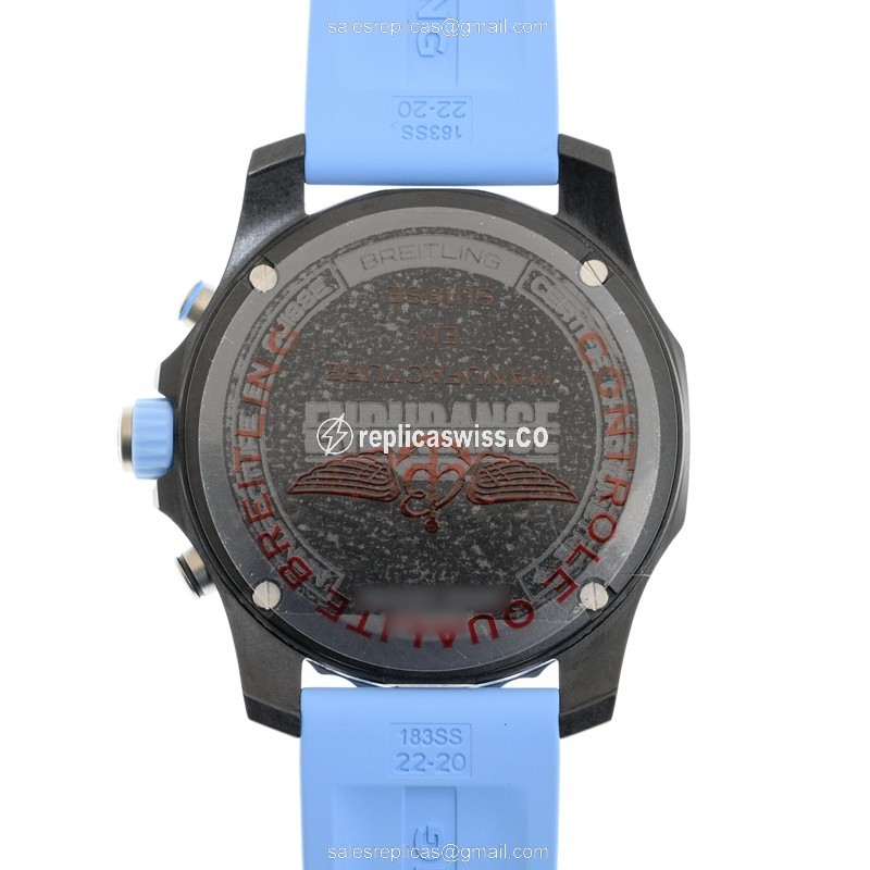 Breitling X82310281B1S1 Replica - Quartz - Carbon Fiber Case - Black Dial - Blue Rubber Strap - View 3