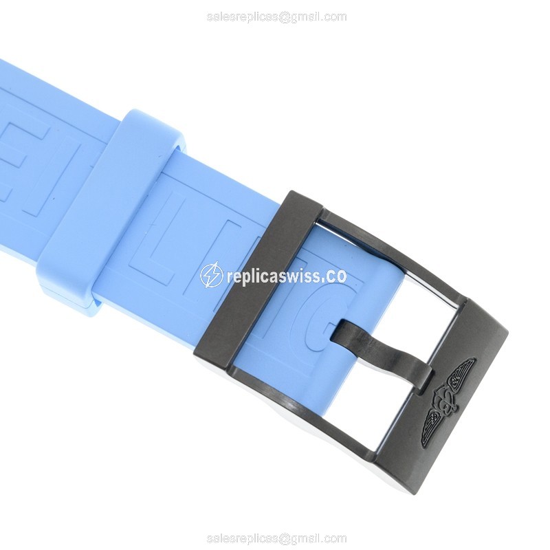 Breitling X82310281B1S1 Replica - Quartz - Carbon Fiber Case - Black Dial - Blue Rubber Strap - View 4