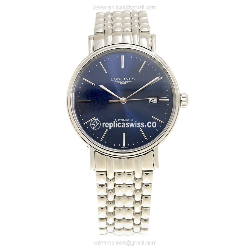 Longines Presence Replica - Automatic - Steel Case - Blue Dial, Silver Clasp - View 2