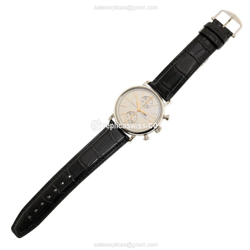 IWC Portofino Automatic - Steel Case - Silver Dial - Black Alligator - Buckle Clasp - View 2