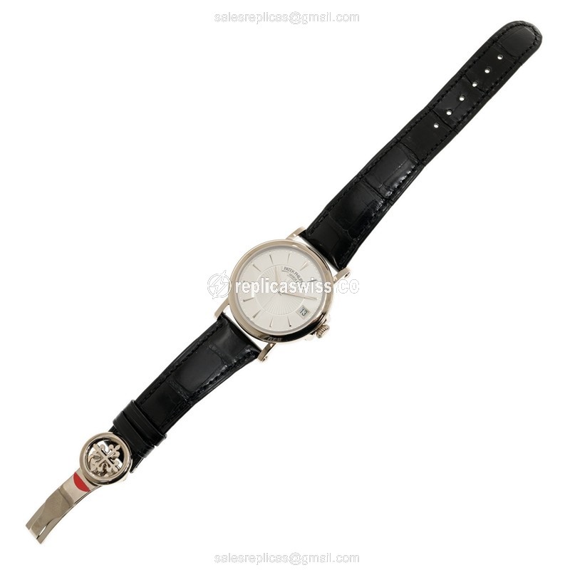 Patek Philippe 5153G-010 Replica - Automatic - 18kt White Gold - White Dial - Black Alligator Strap - View 2