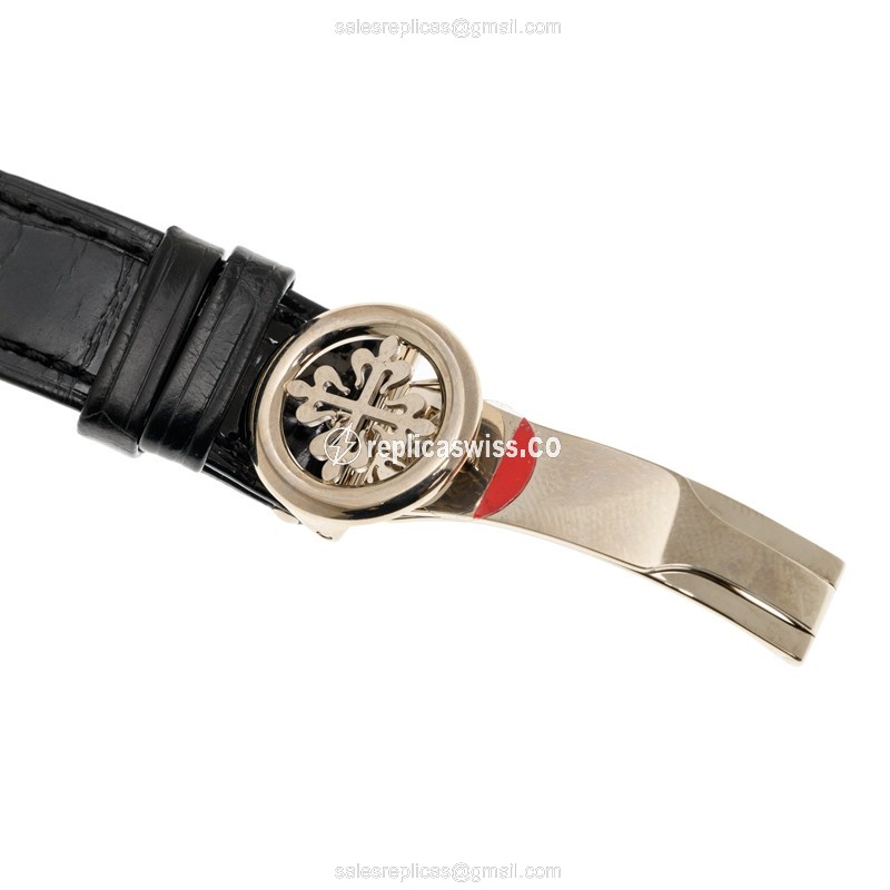 Patek Philippe 5153G-010 Replica - Automatic - 18kt White Gold - White Dial - Black Alligator Strap - View 4
