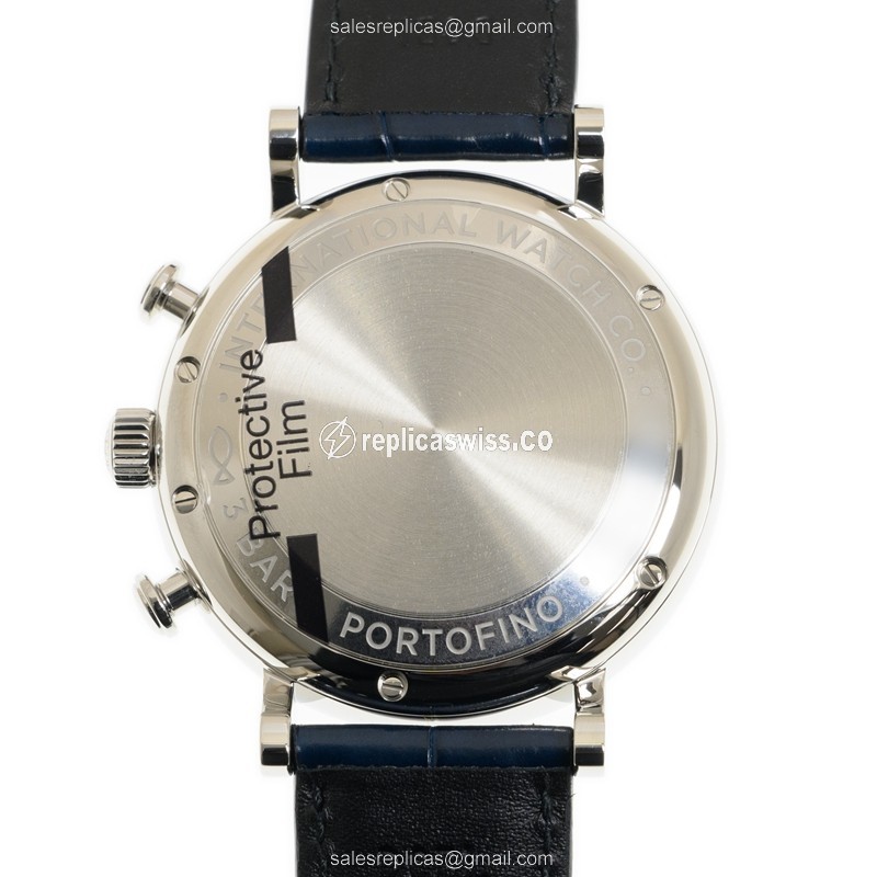 IWC Portofino Replica - Automatic - Stainless Steel - White Dial - Blue Alligator Strap - View 3