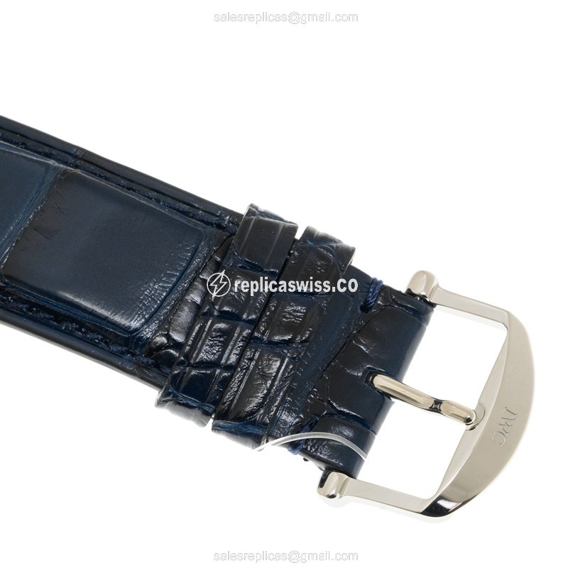 IWC Portofino Replica - Automatic - Stainless Steel - White Dial - Blue Alligator Strap - View 4