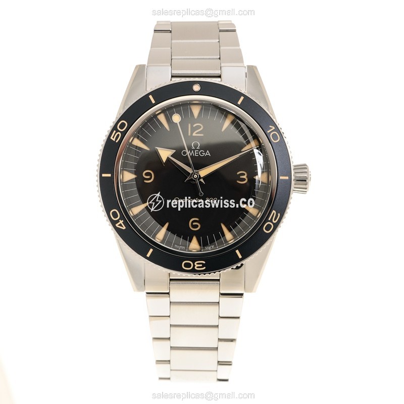 Omega Seamaster Replica - Automatic - Stainless Steel - Black Dial - Silver Clasp - View 2