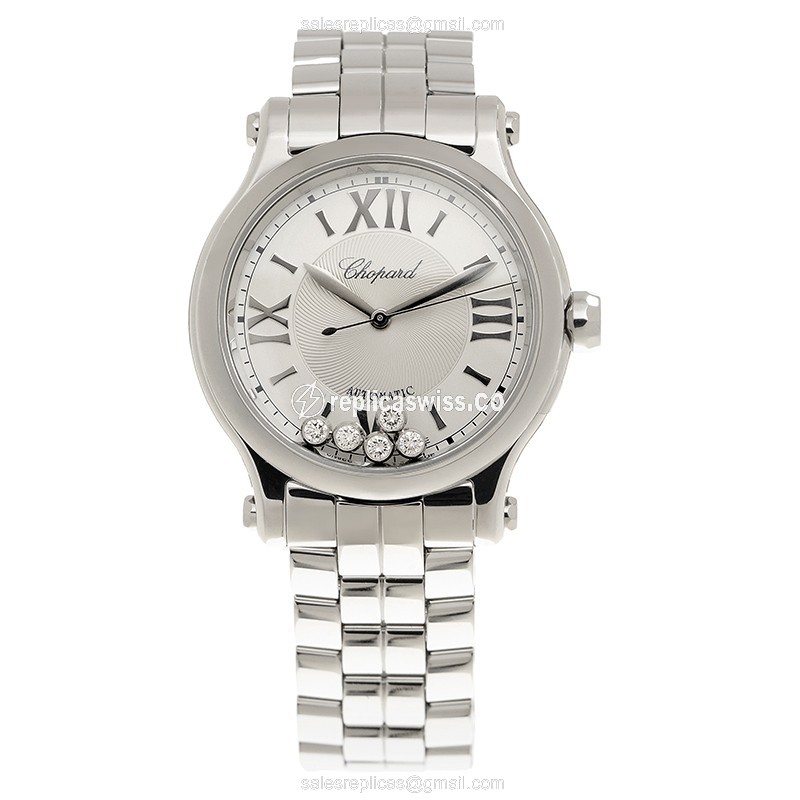 Chopard Happy Sport Replica - Automatic - Stainless Steel - Silver Dial - Steel Strap - View 2