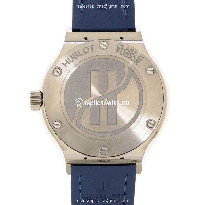 Hublot Classic Fusion Replica - Quartz - Titanium - Diamond Case - Blue Dial - Alligator Blue Strap - View 3
