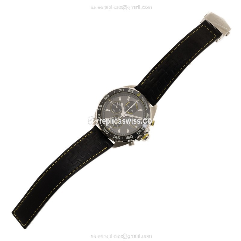 Tag Heuer Formula 1 Replica - Automatic - Steel - Gray Dial - Black Leather Strap - View 2