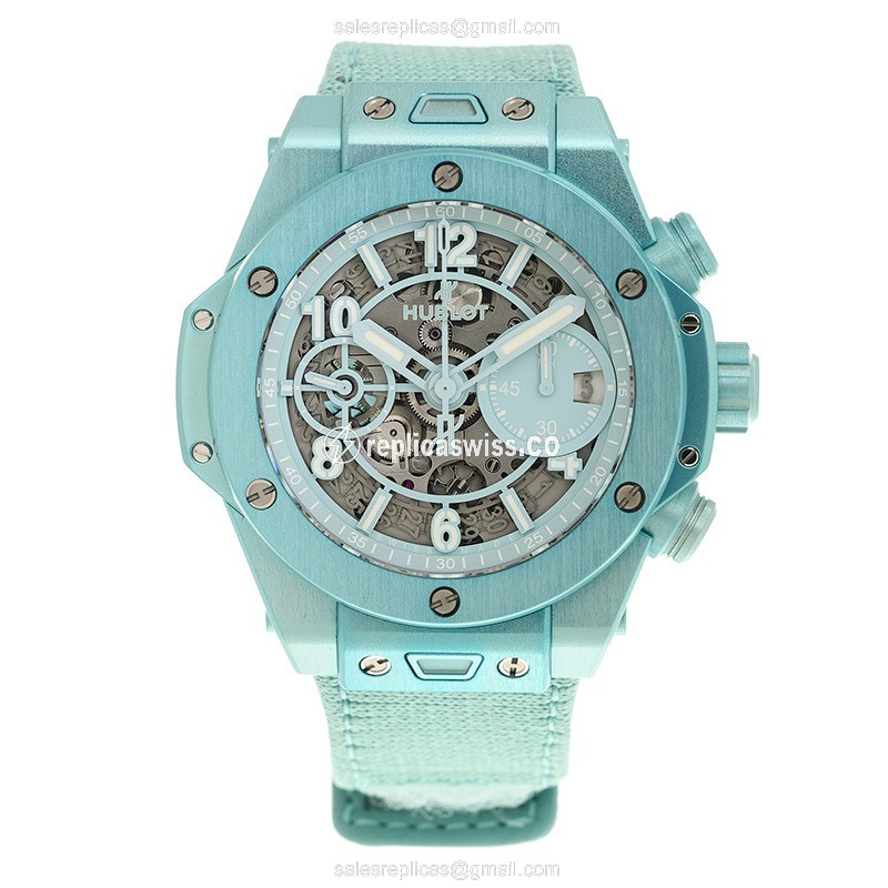 Hublot Big Bang Replica - Automatic - Composite Case - Transparent - Blue Canvas Strap - View 2