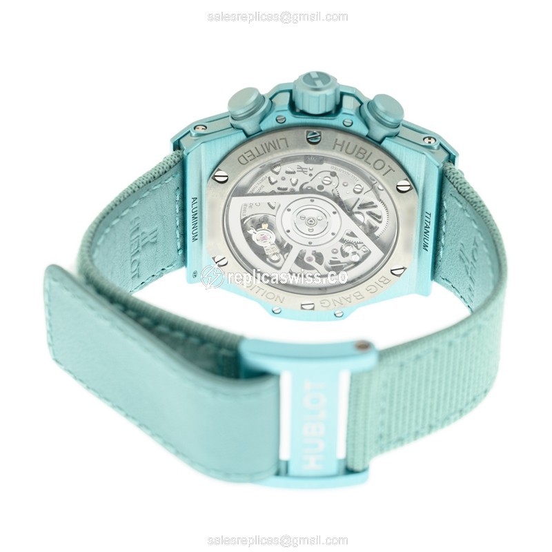 Hublot Big Bang Replica - Automatic - Composite Case - Transparent - Blue Canvas Strap - View 4
