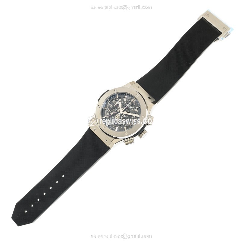 Hublot Classic Fusion Replica - Automatic - Titanium Case - Transparent - Black Rubber Strap - View 2
