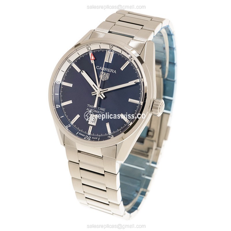 Tag Heuer CARRERA Automatic - Blue Dial - Silver Steel - 40mm Clasp - View 4