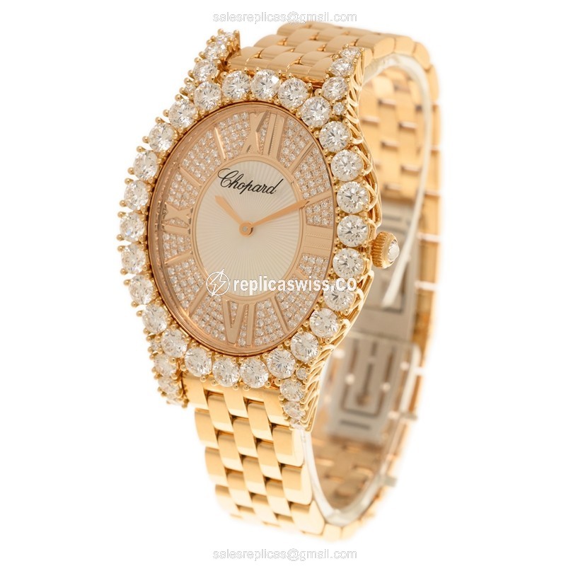 Chopard L Heure Du Diamant Quartz 18kt Rose Gold - Diamond Dial - Gold Clasp - View 3