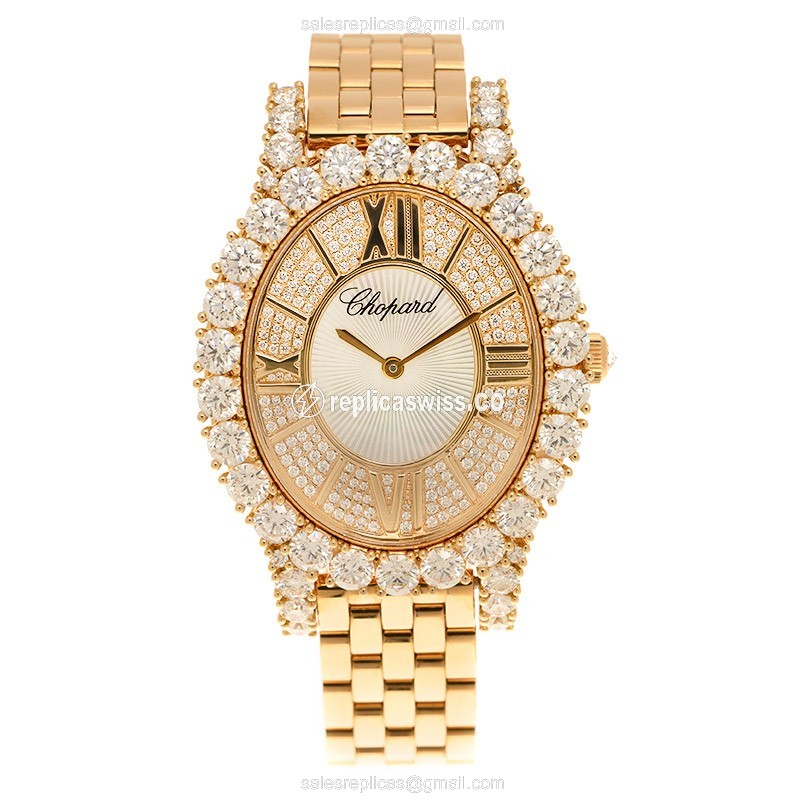 Chopard L Heure Du Diamant Quartz 18kt Rose Gold - Diamond Dial - Gold Clasp - View 2