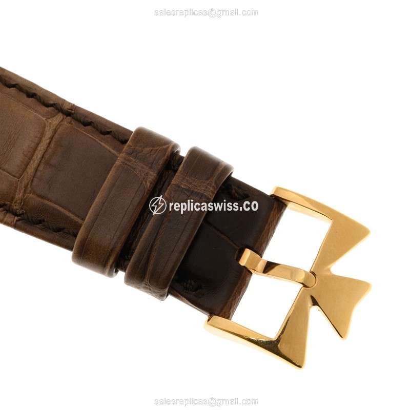 Vacheron Constantin HISTORIQUES 18kt Rose Gold - Automatic White Dial - Alligator Brown Strap Buckle - View 4