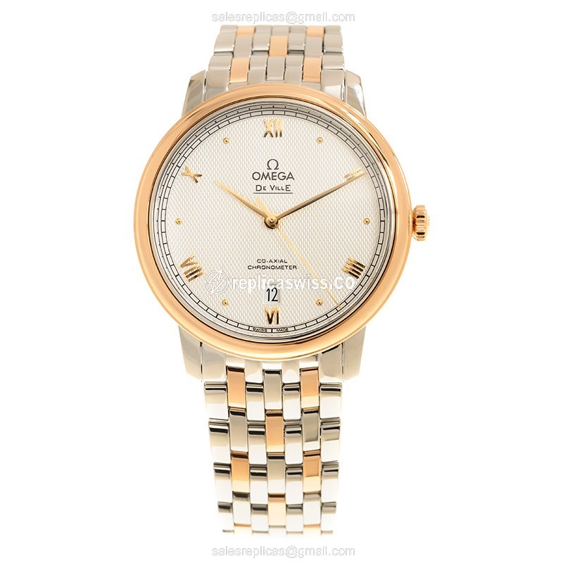 Omega DE VILLE Replica - Automatic - 18kt Rose Gold/Steel - Gray Dial - Gold Clasp - 40mm - View 2