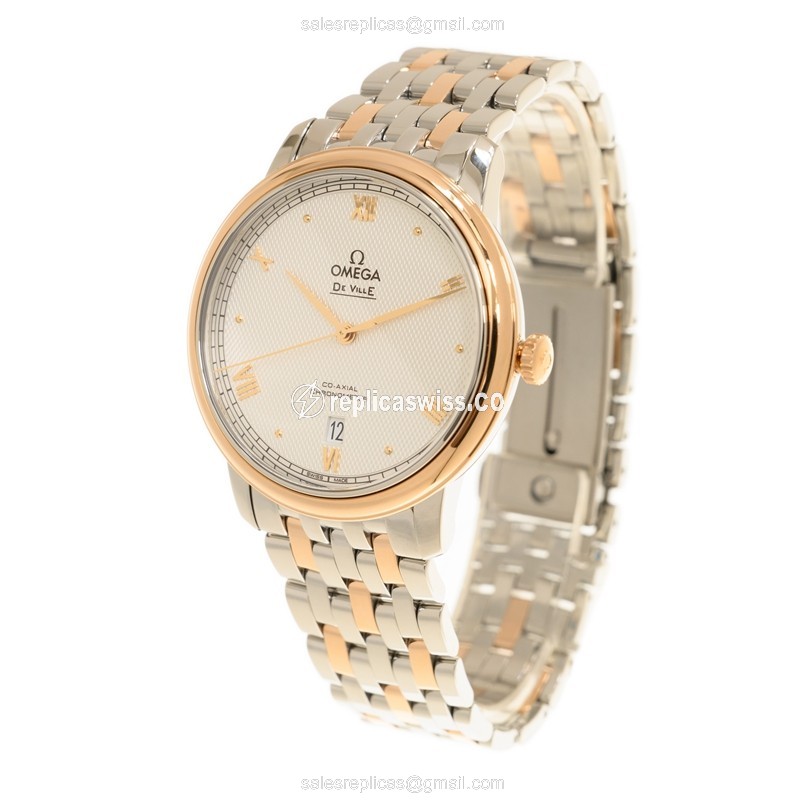 Omega DE VILLE Replica - Automatic - 18kt Rose Gold/Steel - Gray Dial - Gold Clasp - 40mm - View 3