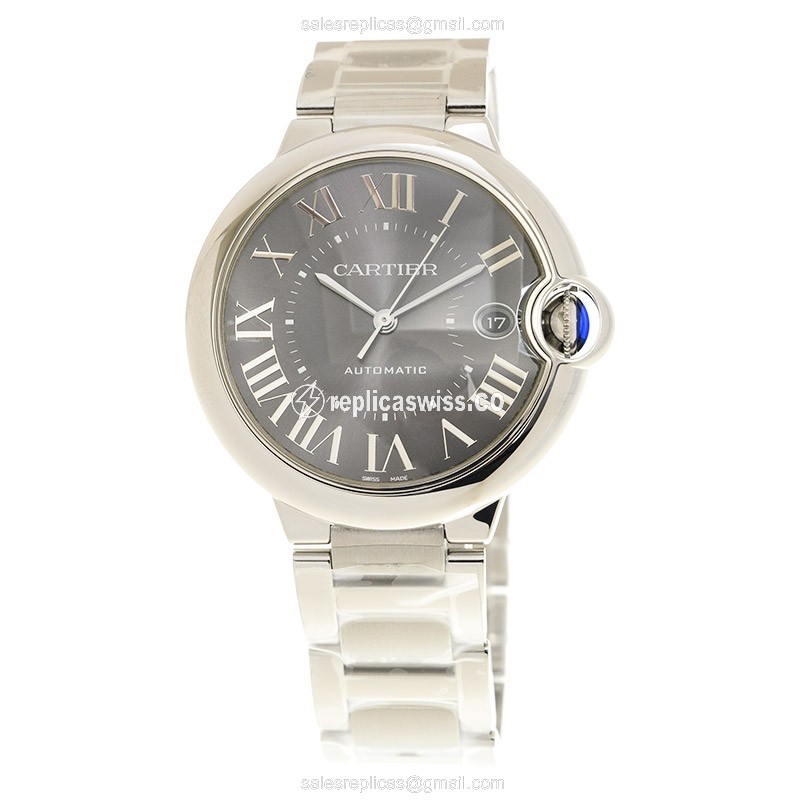 Cartier Ballon Bleu Replica - Automatic - Steel Case - Dark Grey - Silver Steel Band - View 2