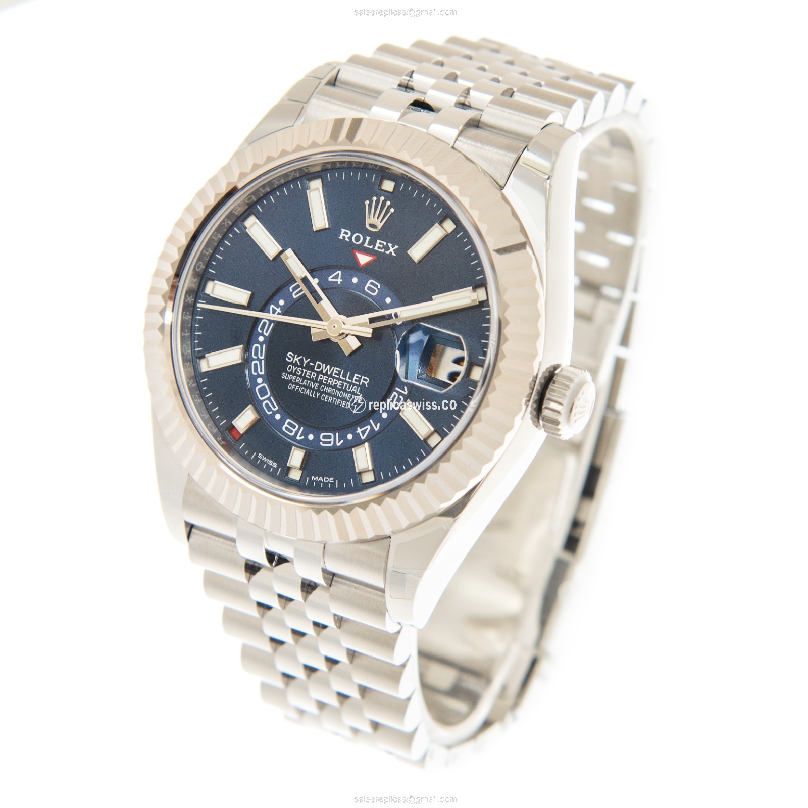 Rolex 326934-0004 Replica - Automatic - White Gold/Steel Case - Blue Dial on Silver Strap - View 3