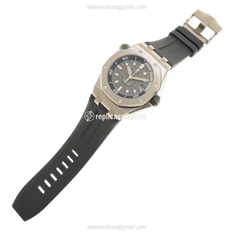 Audemars Piguet Royal Oak Offshore Replica - Automatic - Steel Case - Gray Dial - Rubber Strap - Grey Buckle - View 2