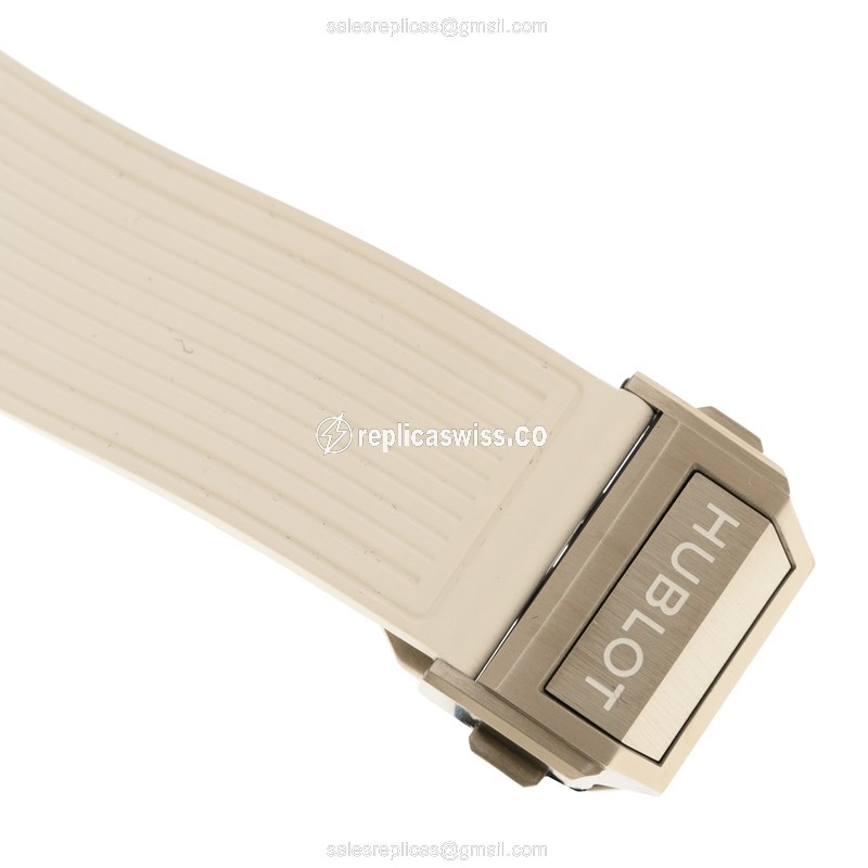 Hublot BIG BANG Replica - Automatic - Titanium - Diamond - Transparent - White Rubber Clasp - View 4