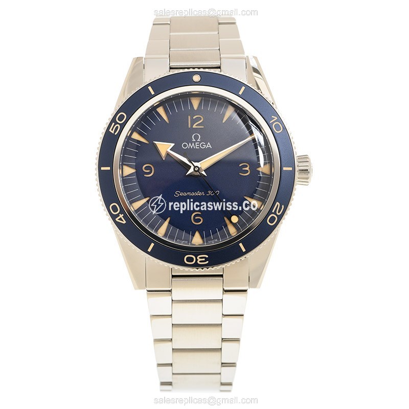 Omega Seamaster Replica - Automatic - Stainless Steel - Blue Dial - Silver Clasp - View 2