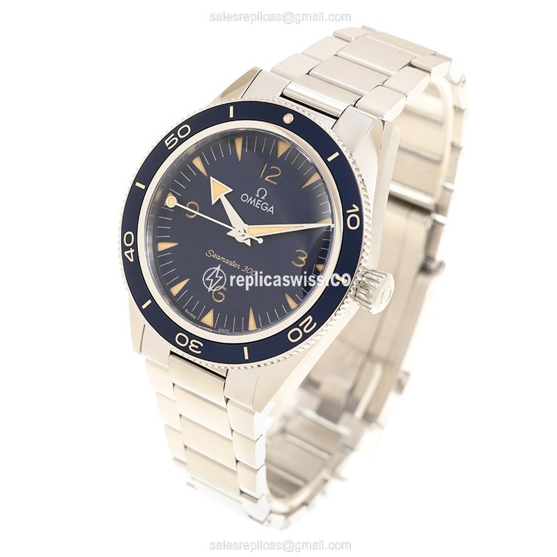 Omega Seamaster Replica - Automatic - Stainless Steel - Blue Dial - Silver Clasp - View 3
